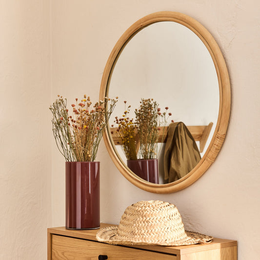 PAUL - Miroir rond en rotin D60cm - naturel