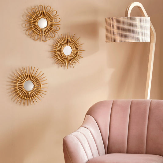 SOLEA - Miroir fleur en rotin D35cm - naturel
