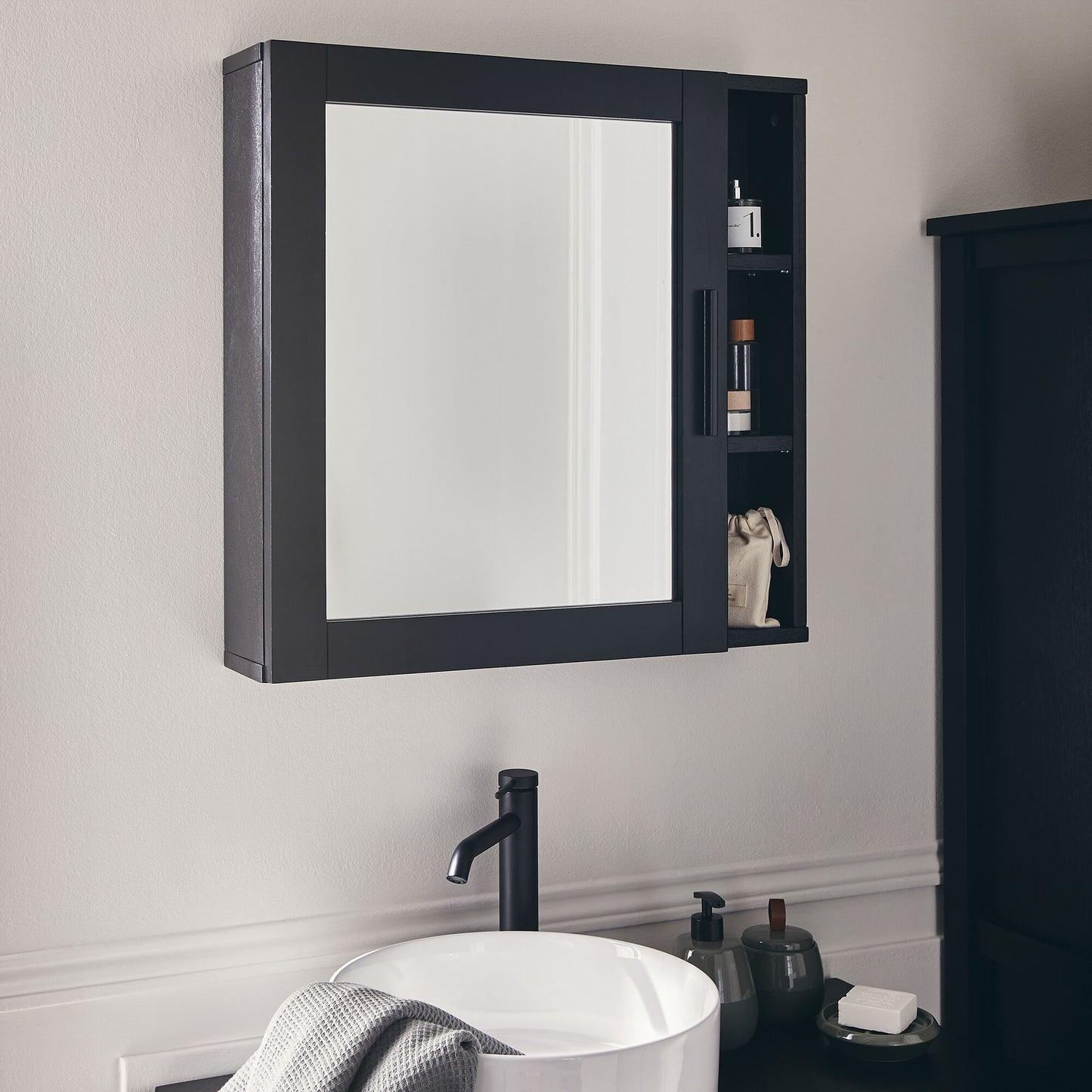 VALLAURIS - Miroir rectangulaire de salle de bain en bois de cèdre - L61,5cm