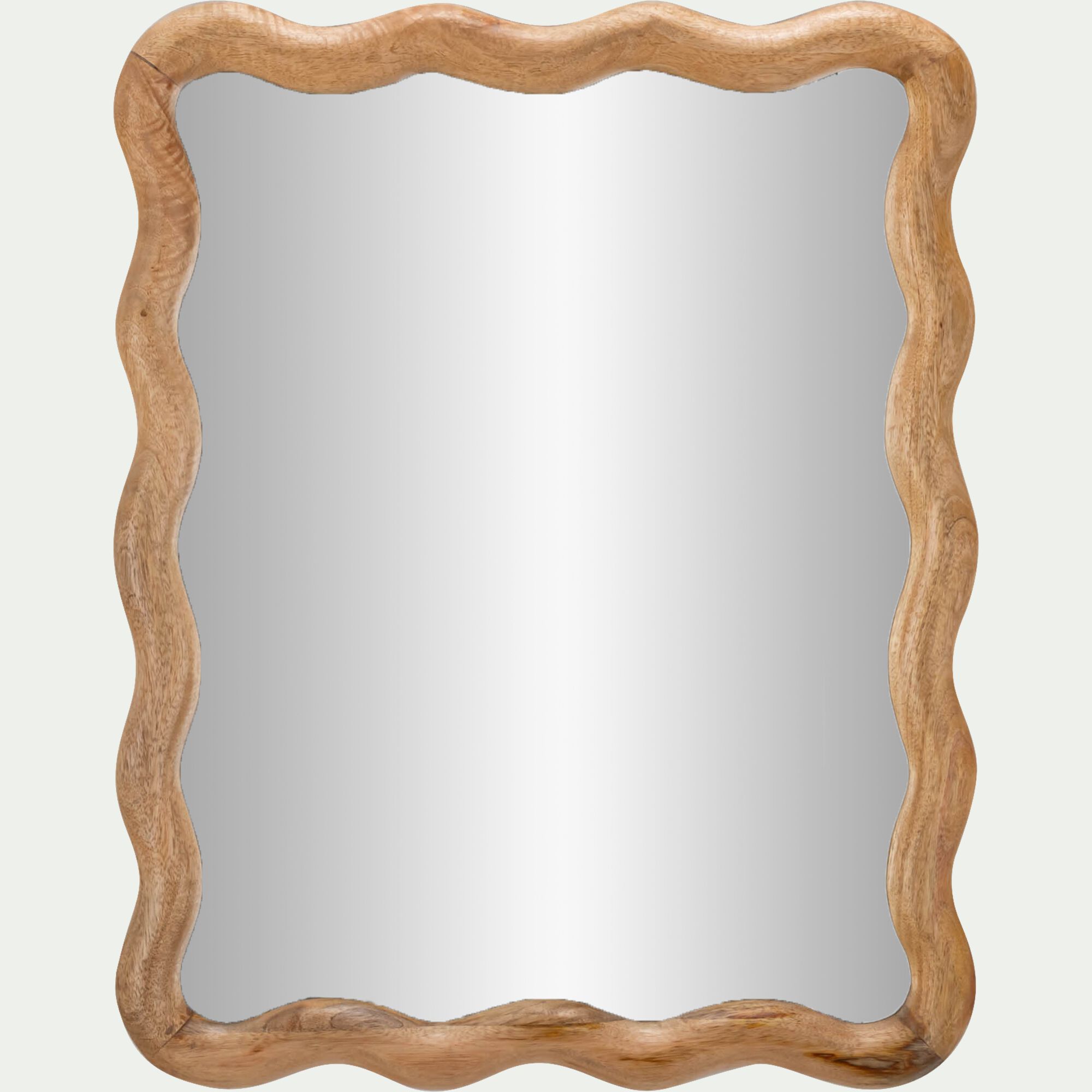 ALANA - Miroir ondulé en bois de manguier 51x63cm - bois clair