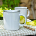 ANNE - Mug en grès avec liseré noir 68cl - blanc