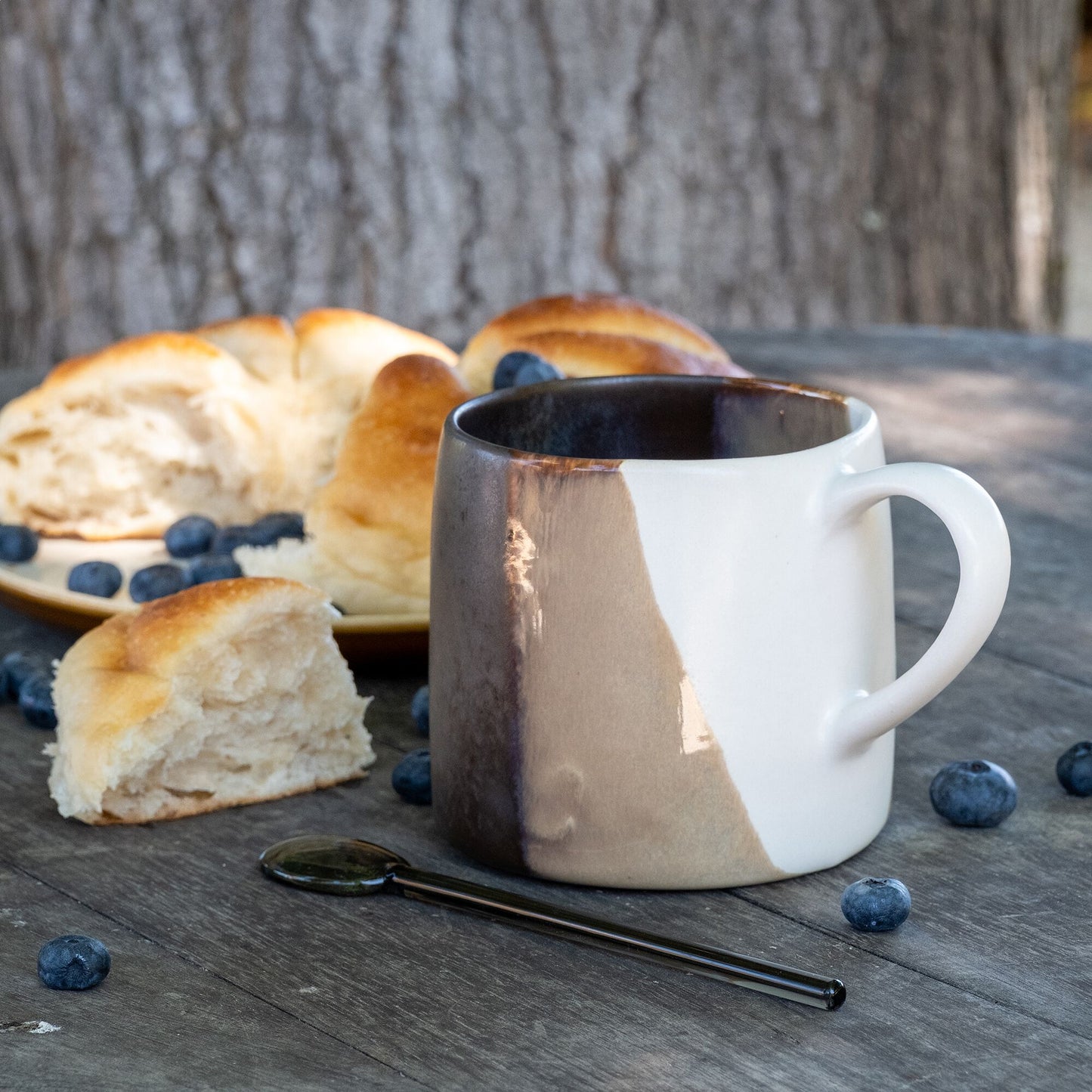 MESANGE - Mug tricolore en grès 39,5cl - marron