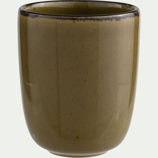 OLIVA - Mug sans anse en grès D8cm - vert mousse