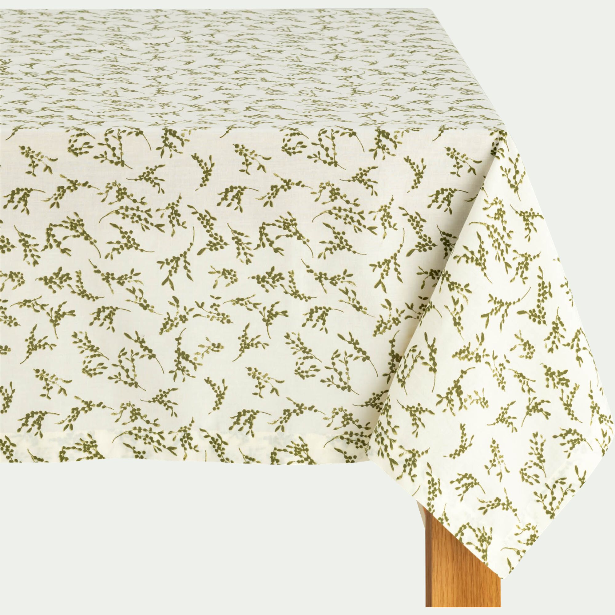 BAIA - Nappe en coton à motif végétal 150x250cm - vert