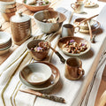 GIONO - Nappe rayée en lin et coton 145x250cm - beige