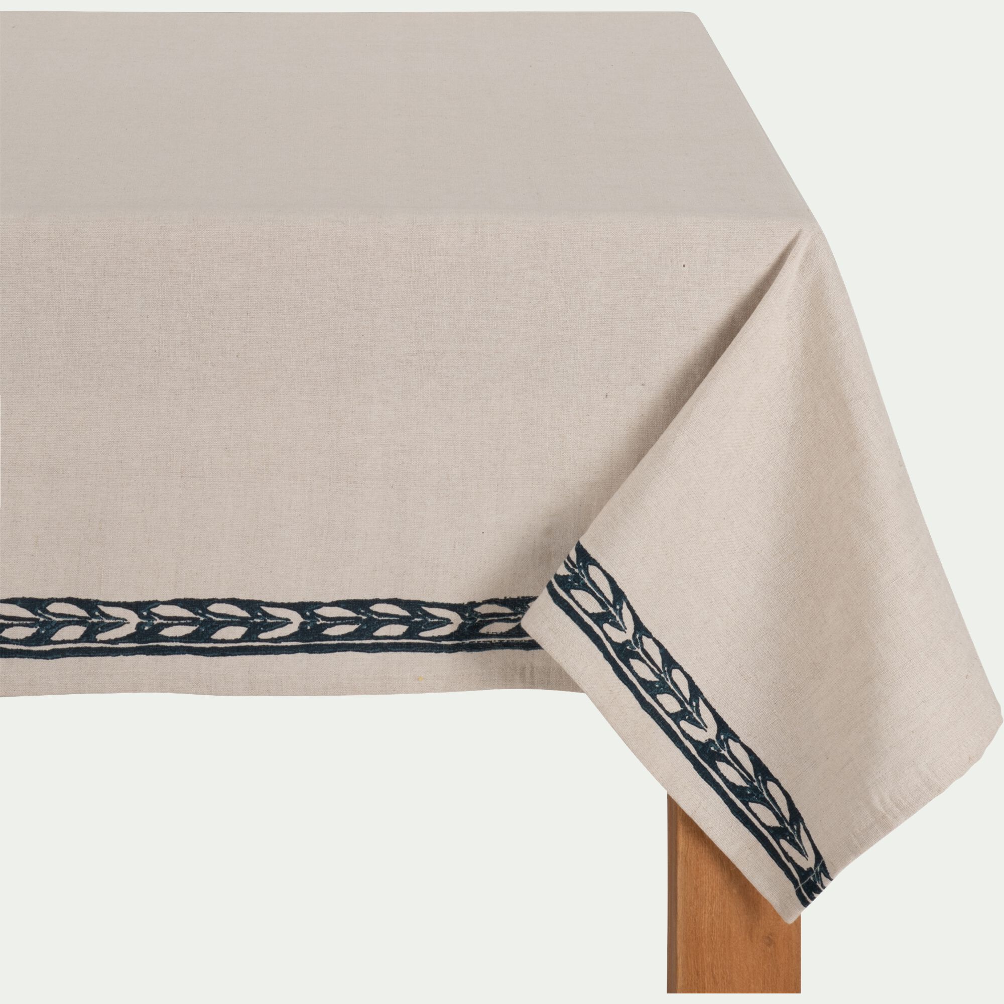 KISSOS - Nappe finition imprimé Kissos en lin et coton 150x250cm - beige alpilles