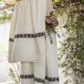 KISSOS - Nappe finition brodée Kissos en coton 145x250cm - blanc