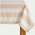 LUSSIA - Nappe à rayures écrues en lin et coton 150x250cm - blanc