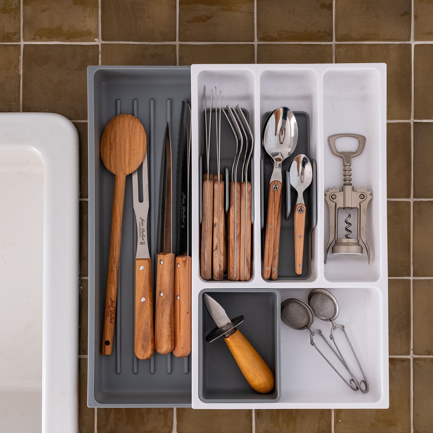 OXO - Range couverts en plastique - gris