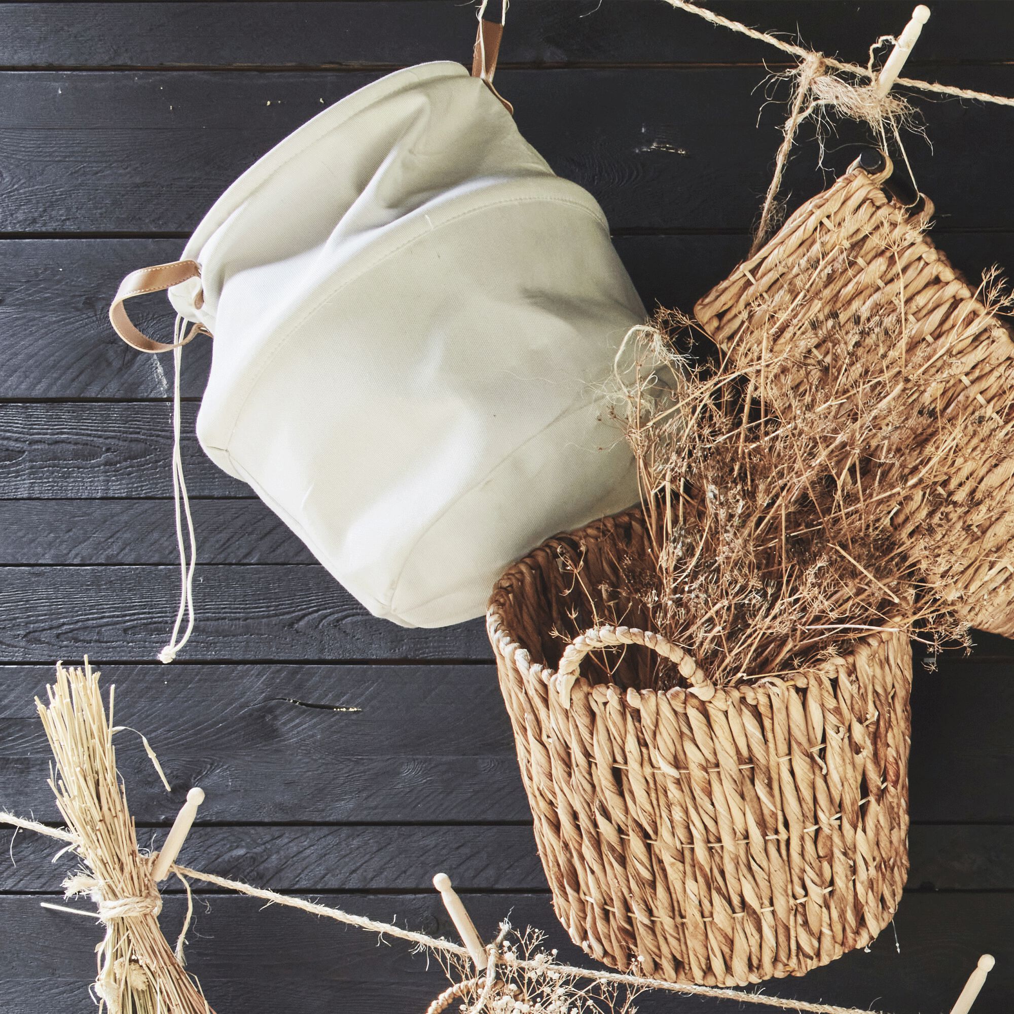 CARINO - Panier en tissu - blanc ventoux D40cm