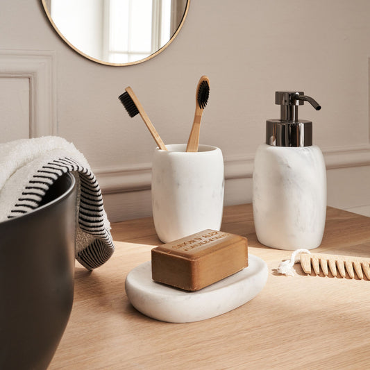PARROS - Set de salle de bain en polyrésine - blanc