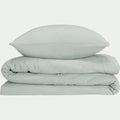 BALETI - Housse de couette 260x240cm et 2 taies d'oreiller 63x63cm en double gaze de coton - bleu littoral