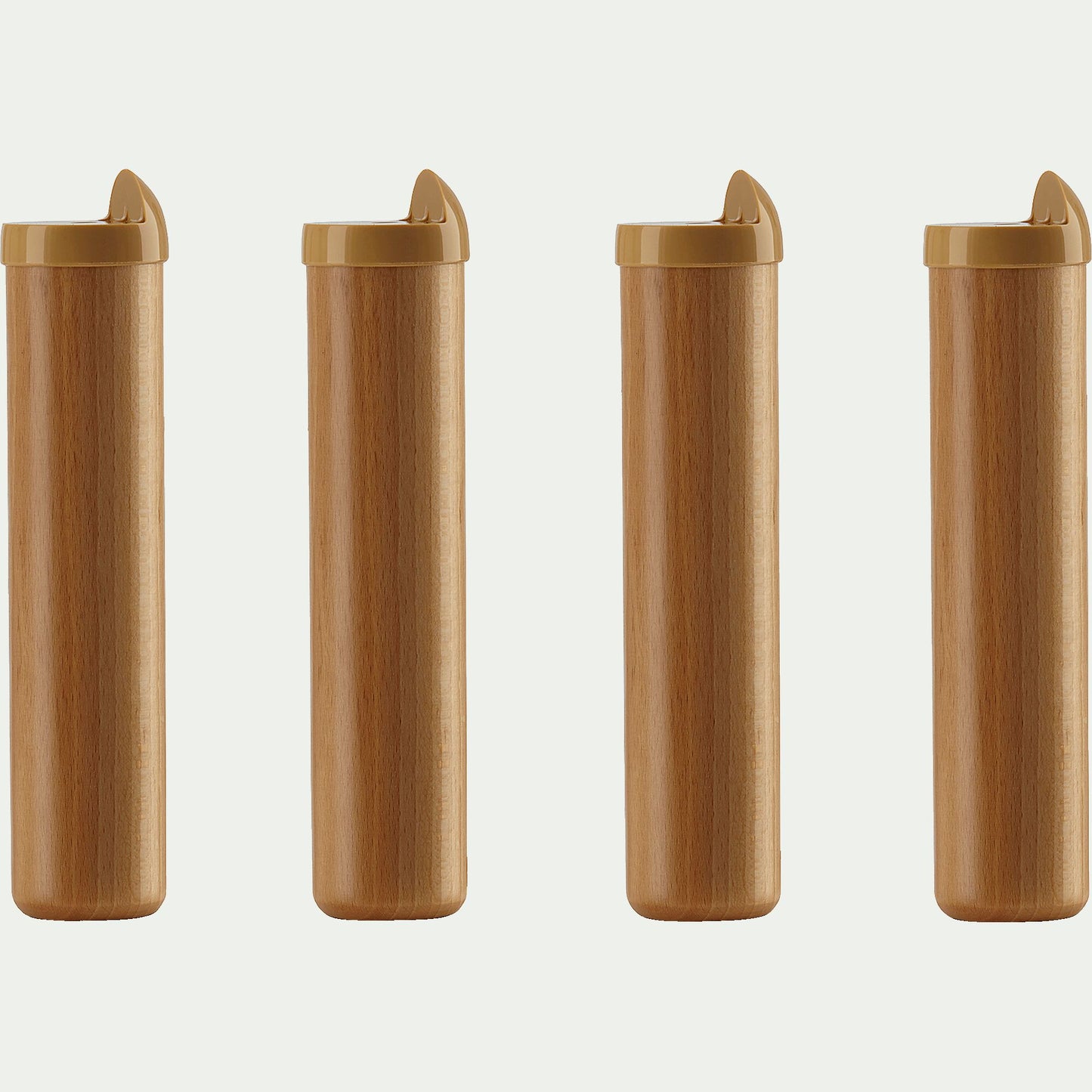BASIK - Jeu de 4 pieds de sommier cadre à lattes en hêtre massif H22 cm - bois clair