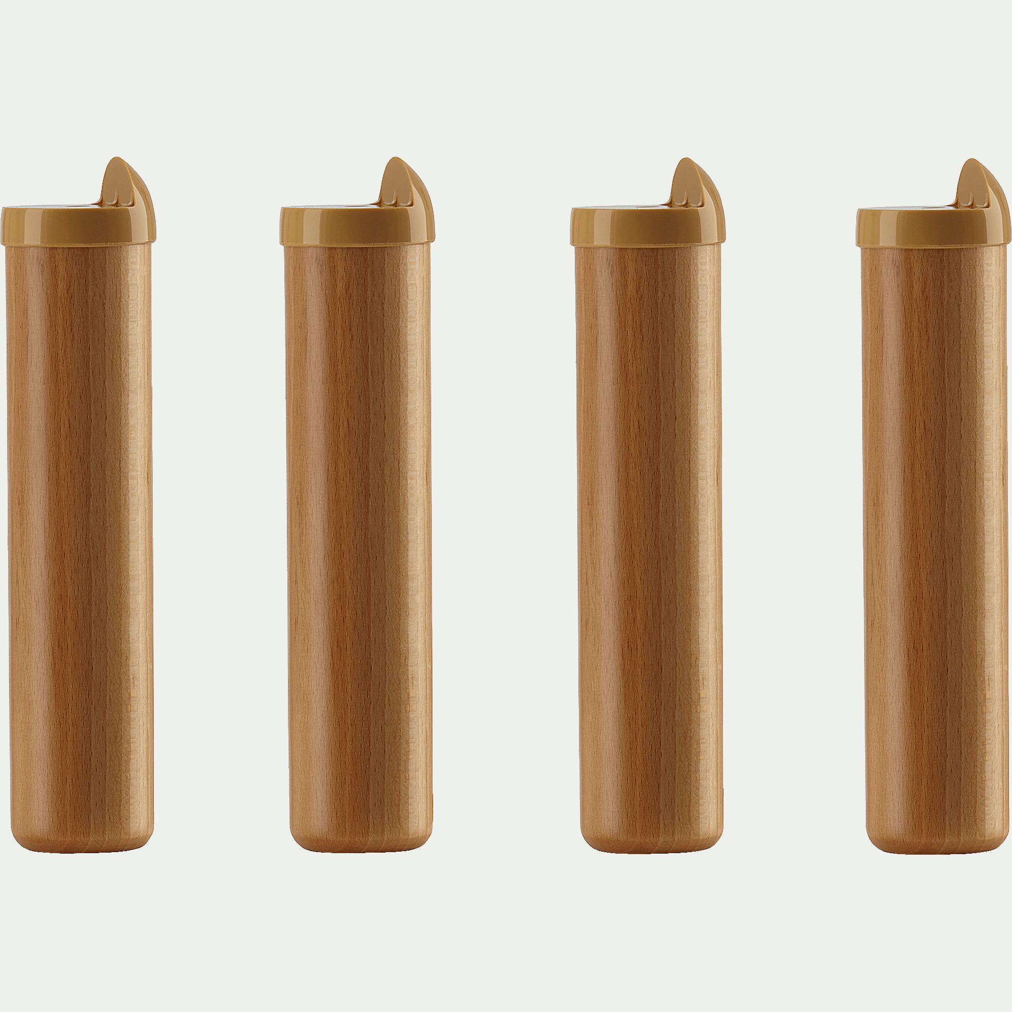 BASIK - Jeu de 4 pieds de sommier cadre à lattes en hêtre massif H22 cm - bois clair