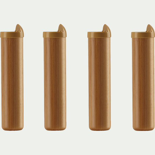 BASIK - Jeu de 4 pieds de sommier cadre à lattes en hêtre massif H22 cm - bois clair