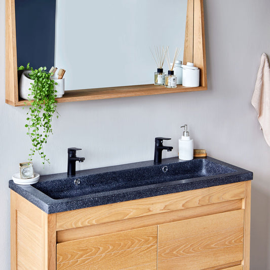 SOURCE - Plan vasque 120cm en terrazzo noir