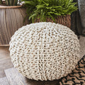 CESAR - Pouf tressé en coton - beige roucas D50xH30cm