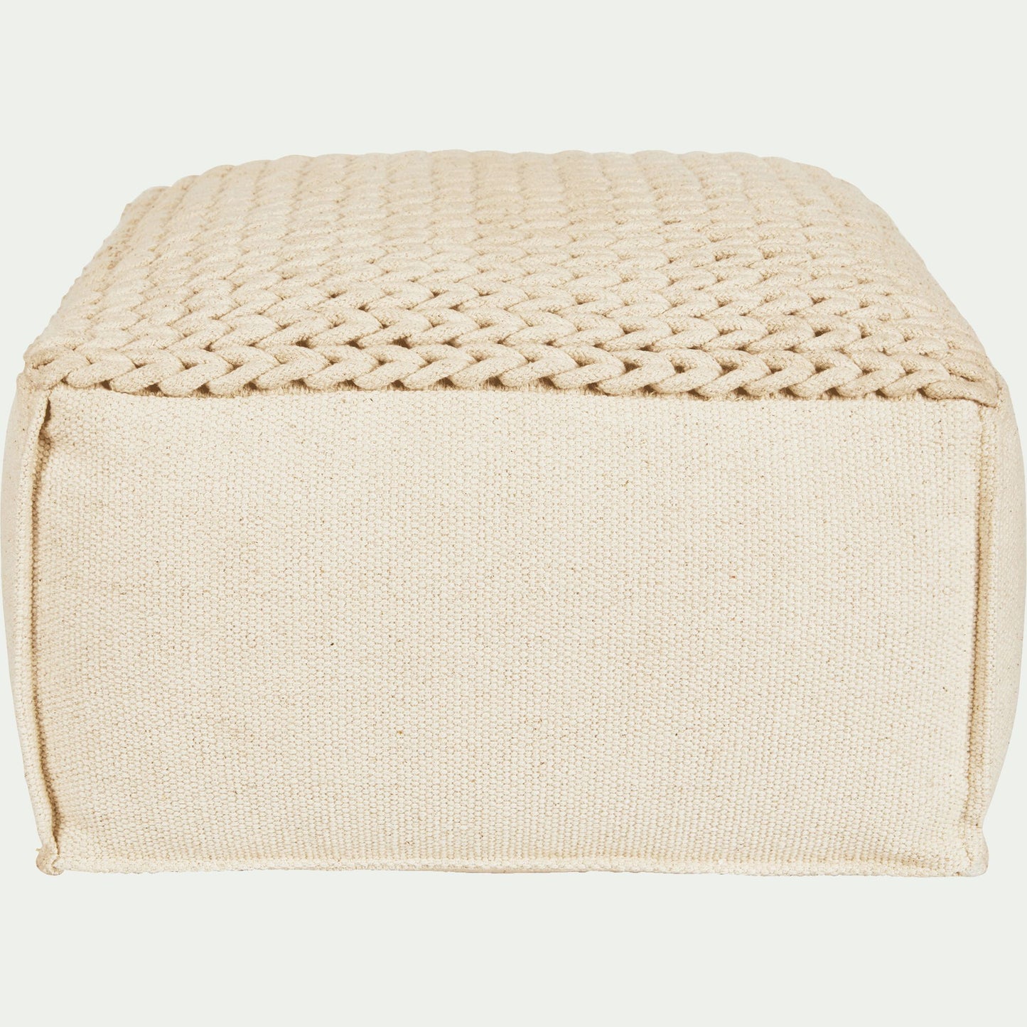 IAN - Pouf cubique en coton - beige D50xH28cm