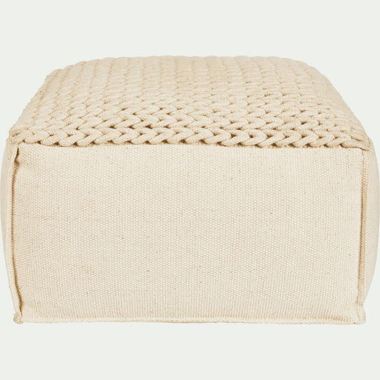 IAN - Pouf cubique en coton - beige D50xH28cm