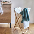 LINO - Panier à linge en polycoton et bambou H67xL46cm - blanc