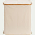 LINO - Panier à linge en polycoton et bambou H60xL54cm - blanc