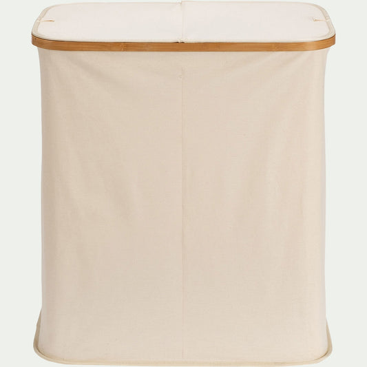 LINO - Panier à linge en polycoton et bambou H60xL54cm - blanc