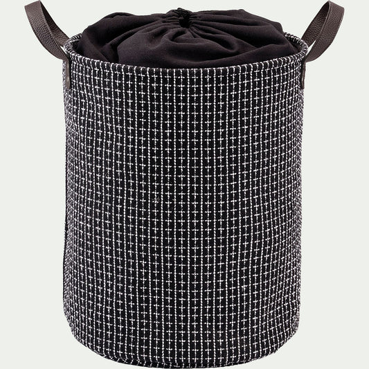 TANGUY - Panier à linge en tissu - noir H50xD38cm