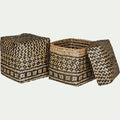 LILY - Lot de 2 paniers en jonc de mer - noir