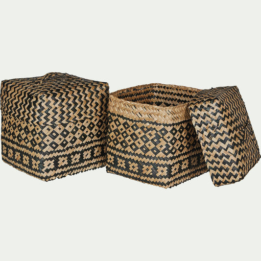 LILY - Lot de 2 paniers en jonc de mer - noir