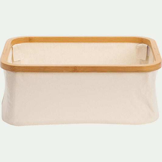 LINO - Panier en polycoton et bambou H15xL40cm - blanc
