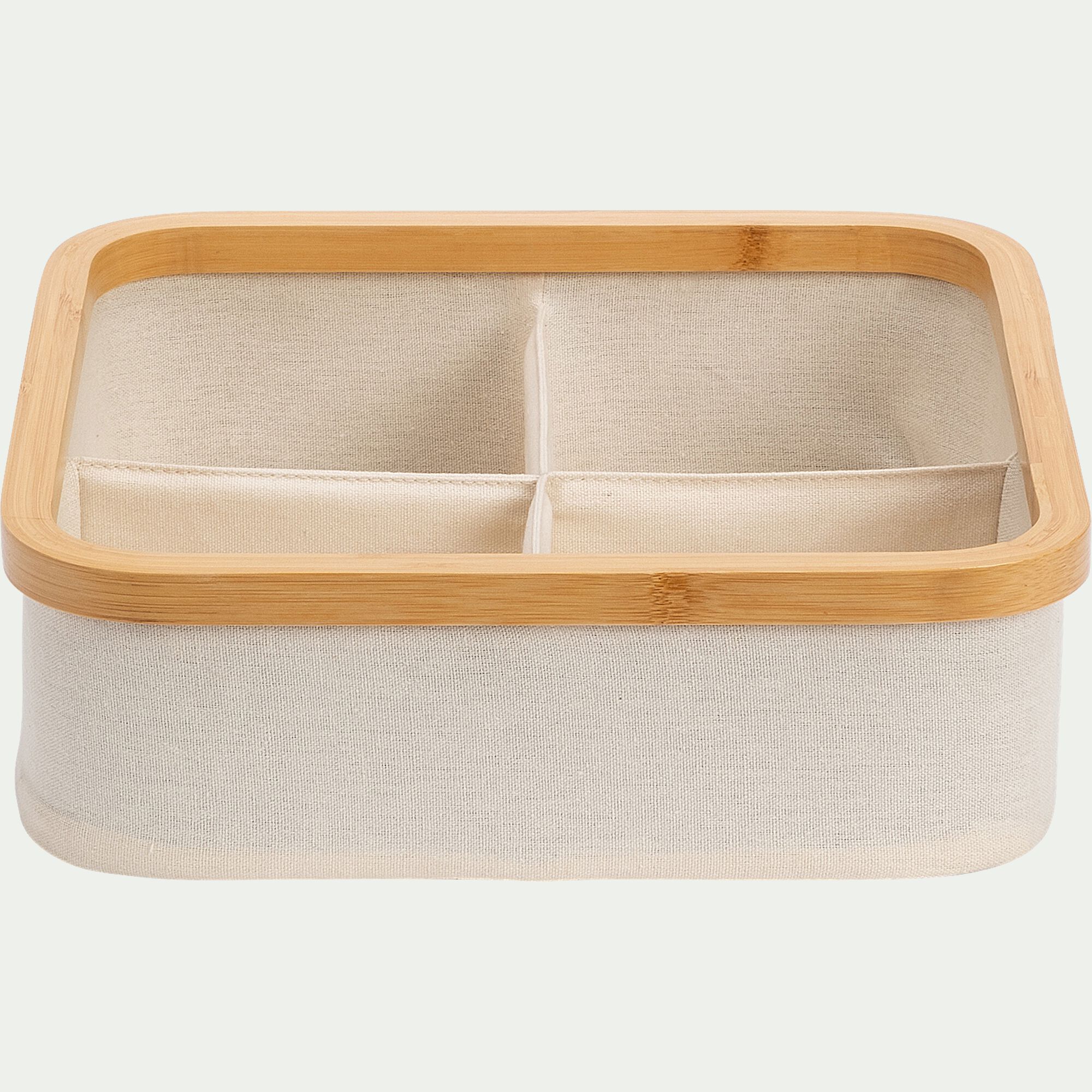 LINO - Panier en polycoton et bambou H9xL30cm - blanc