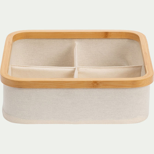 LINO - Panier en polycoton et bambou H9xL30cm - blanc