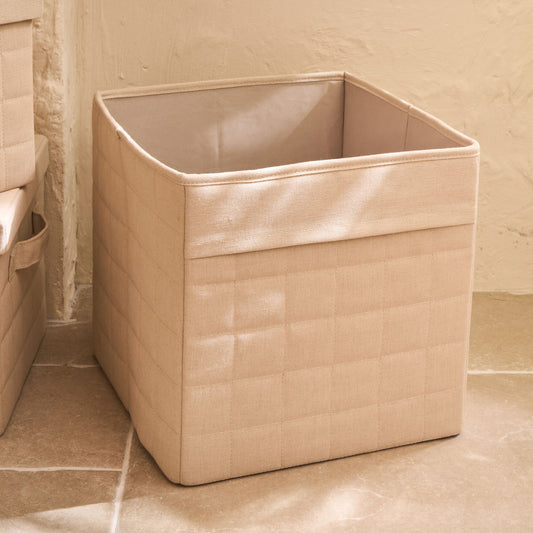 PEYROLLES - Panier de rangement cubique en tissu L30cm - beige