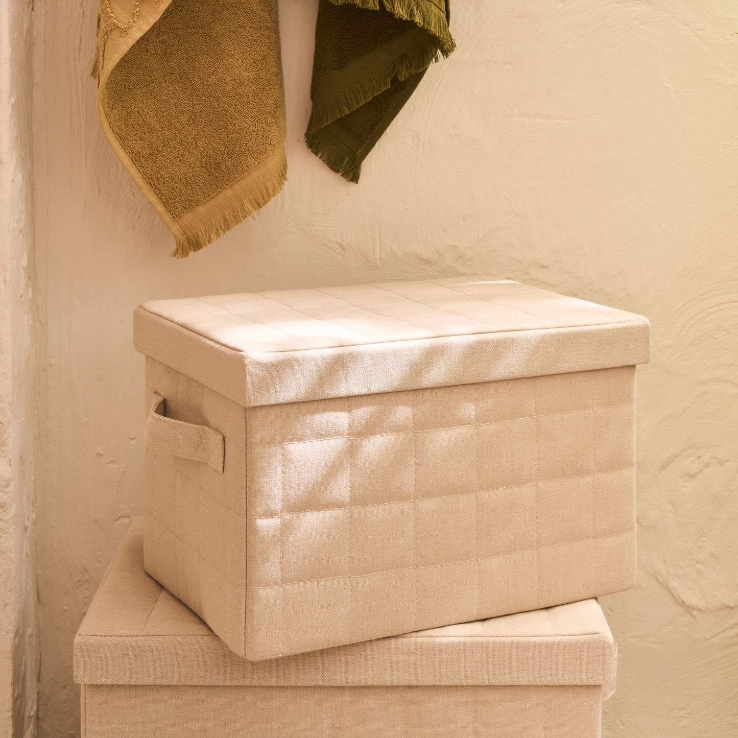 PEYROLLES - Panier de rangement pliable en tissu L33cm - beige
