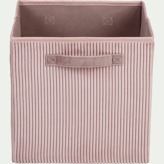 VELA - Panier de rangement en velours côtelé - rose H30xL30cm