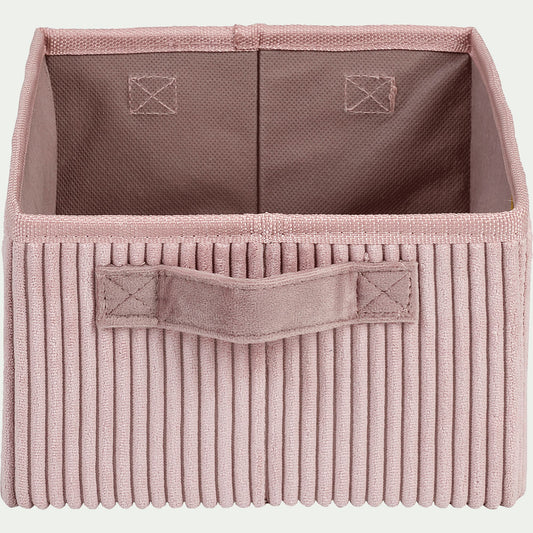 VELA - Panier de rangement en velours côtelé - rose H12xL26xl20cm