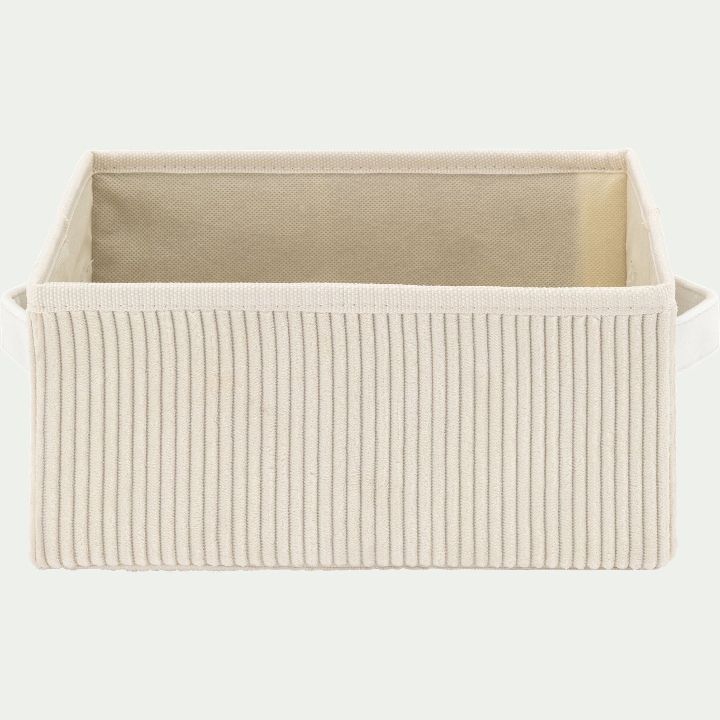 VELA - Panier de rangement en velours côtelé H12xL26xl20 cm - blanc ventoux
