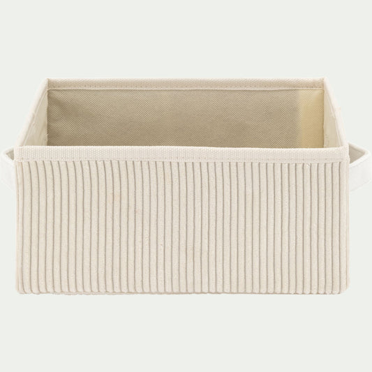 VELA - Panier de rangement en velours côtelé H12xL26xl20 cm - blanc ventoux