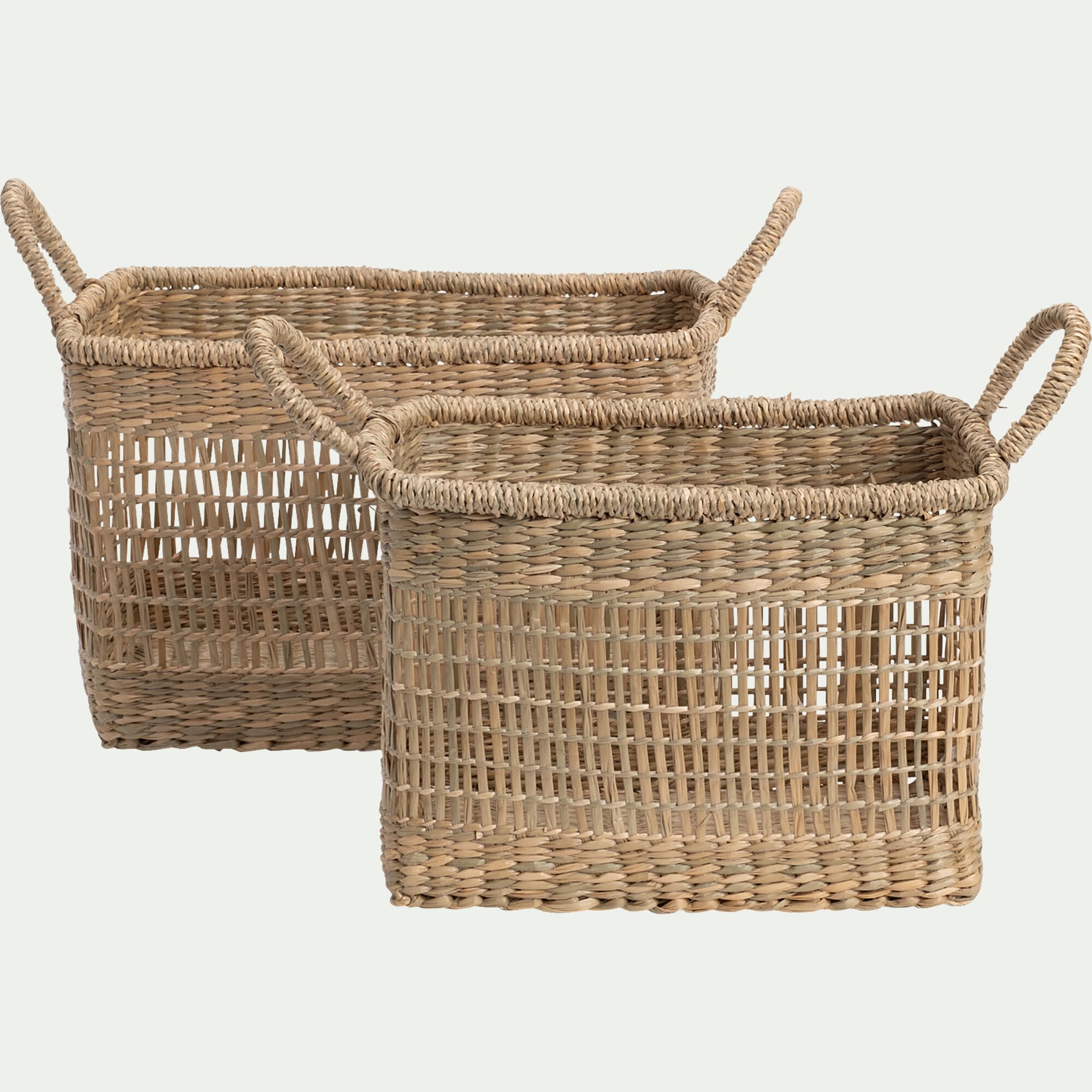 ALICANTE - Lot de 2 paniers déco en jonc de mer - naturel