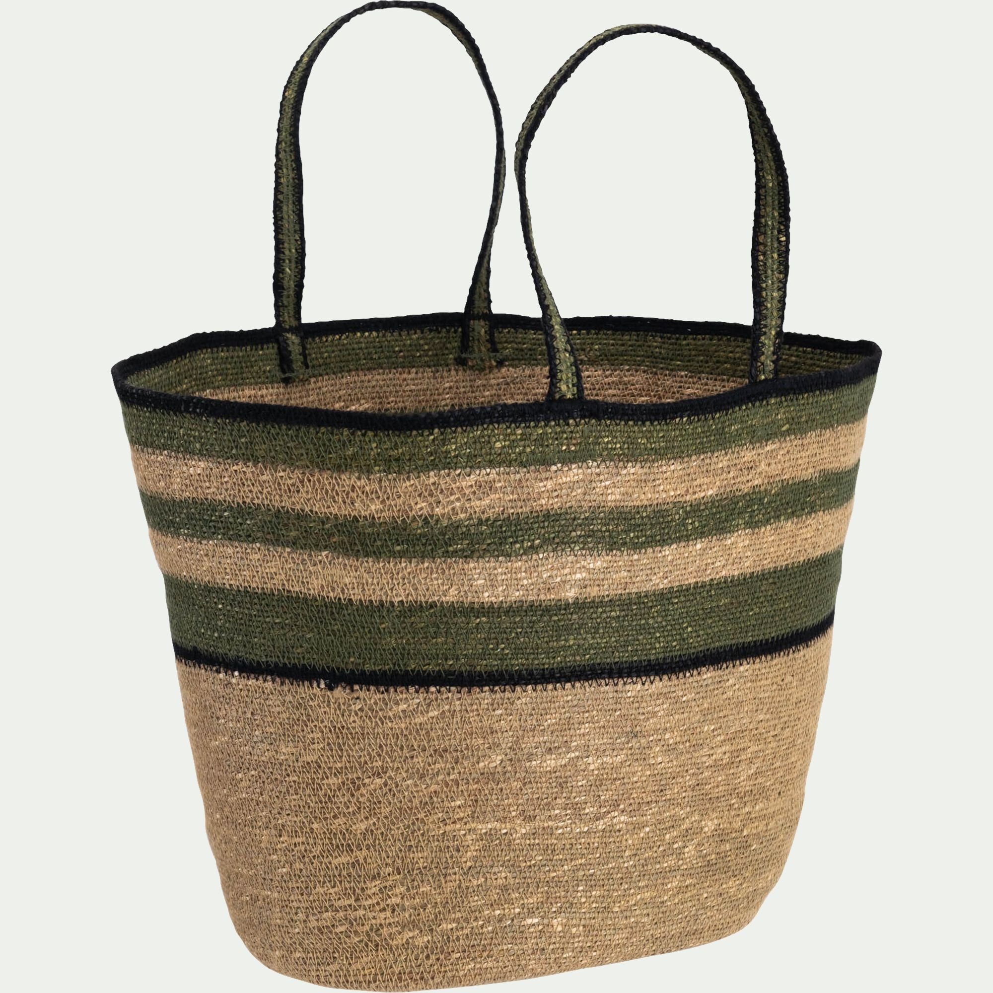 LAUROUX - Panier avec anses en jonc de mer H37cm - vert