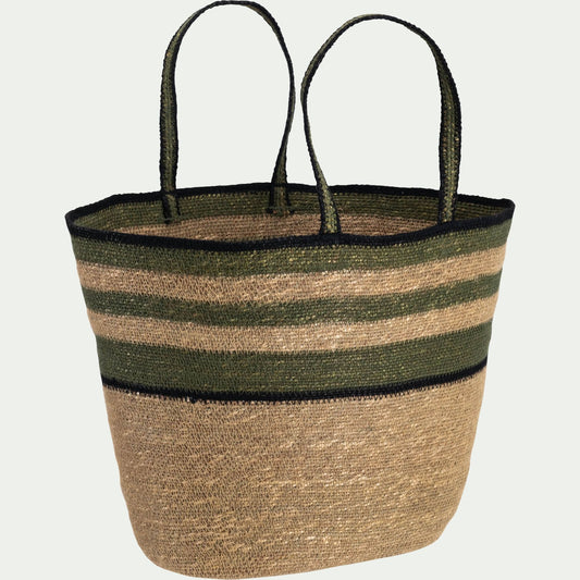 LAUROUX - Panier avec anses en jonc de mer H37cm - vert
