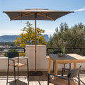 CASTELLET - Parasol droit et sa base en aluminium effet bois 200x200cm - gris