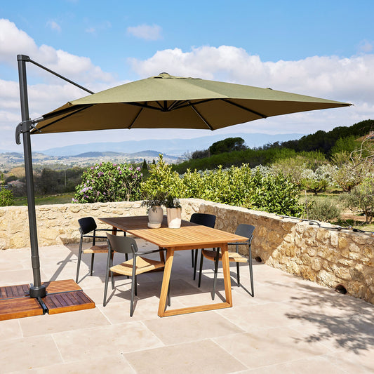 TRAMONTAGNE - Parasol déporté en acier et tissu D300cm - vert