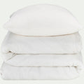 BALETI - Housse de couette 240x220cm et 2 taies d'oreiller 63x63cm en double gaze de coton - blanc