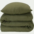 BALETI - Housse de couette 240x220cm et 2 taies d'oreiller 63x63cm en double gaze de coton - vert sauge