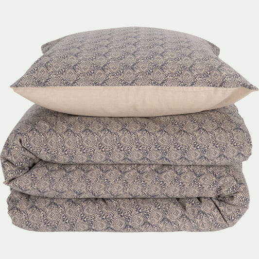 GOYA - Housse de couette 260x240cm et 2 taies d'oreiller 63x63cm en coton et lin - motif amande