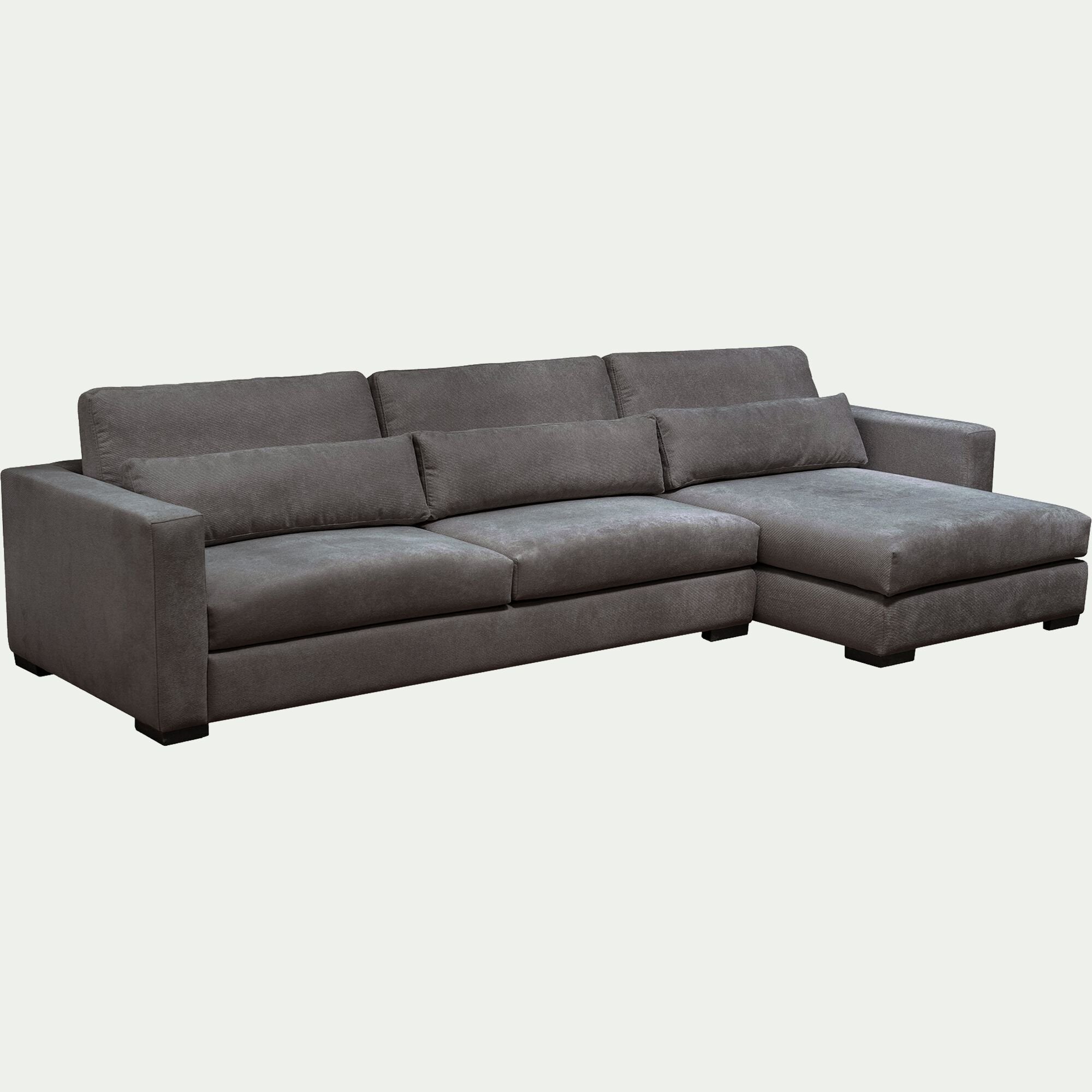 BATIS - Canapé petit angle chaise longue droite fixe en tissu Bloq - gris anthracite
