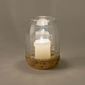 AMBROISE - Photophore en verre et bois de manguier - transparent