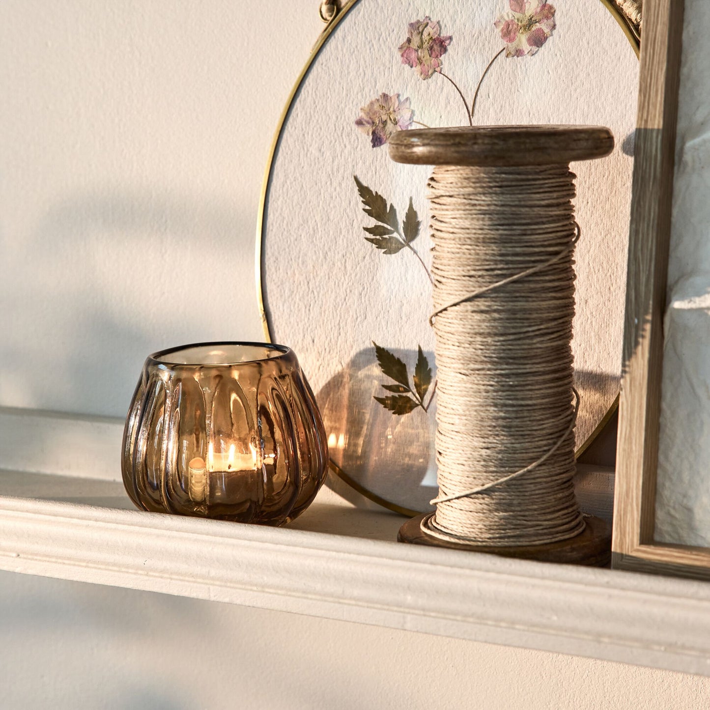 SOLINE - Photophore en verre D9cm - brun ombre