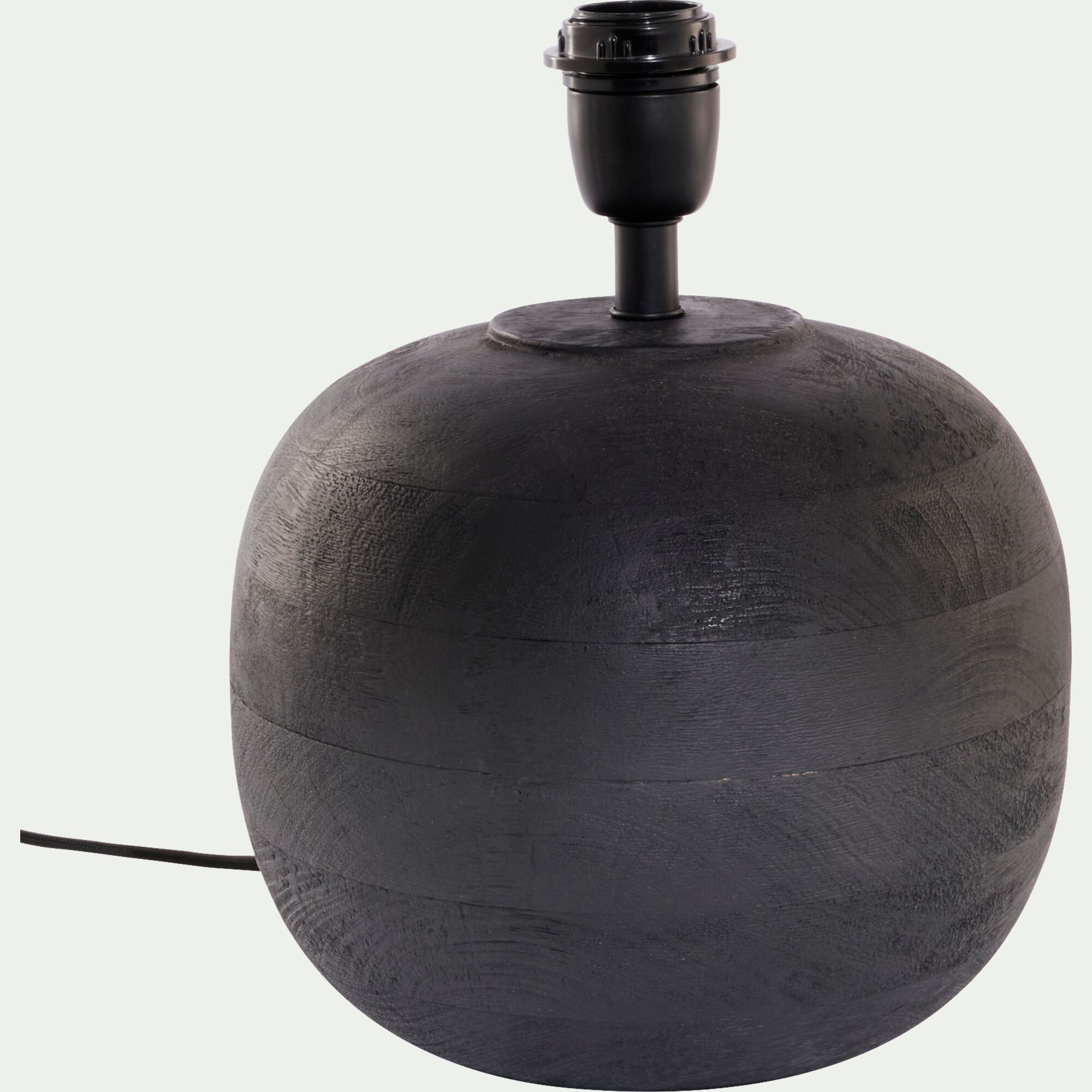 ALANO - Pied de lampe électrifié en bois de manguier H30cm - noir